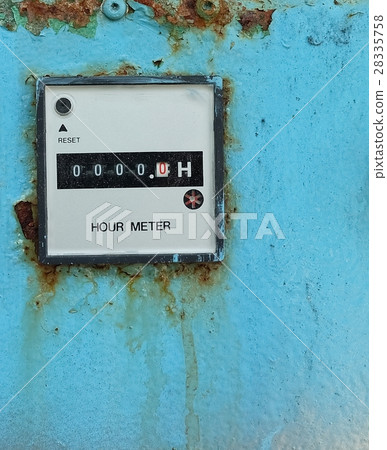Electric Hour Meter on Blue Grunge Metal Electric Hour Meter on Blue Grunge Metal 28335758