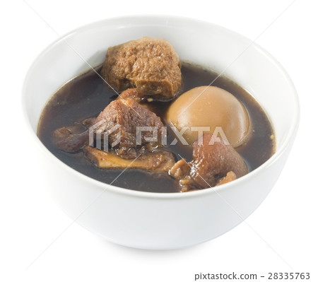 Five Spice Stew with Egg, Tofu and Pork on White Five Spice Stew with Egg, Tofu and Pork on White 28335763