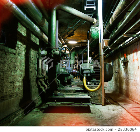 Pipes, tubes, cables and equipment at power plant 28336064