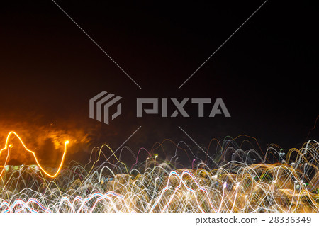 Light from the camera movement at night. Light from the camera movement at night. 28336349