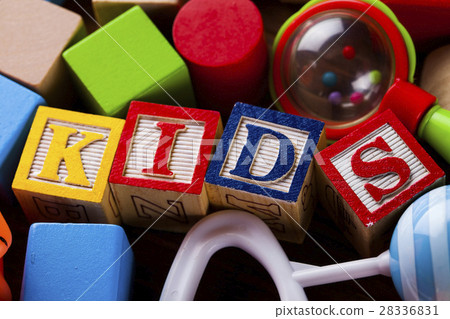 Kids World toy on a wooden background 28336831