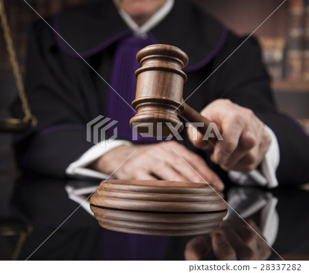 Justice and law concept. Male judge in a courtroom 28337282