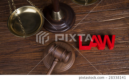 Law theme, mallet of the judge, wooden desk  28338141