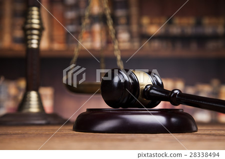 Law and justice concept, Brown wooden background 28338494
