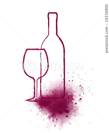 art bottle and glass with wine splash - Stock Illustration [28338800 ...