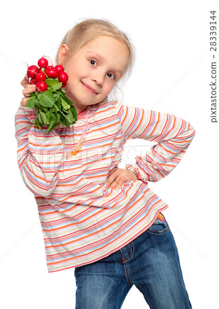 child with fresh vegetable isolated on white child with fresh vegetable isolated on white 28339144