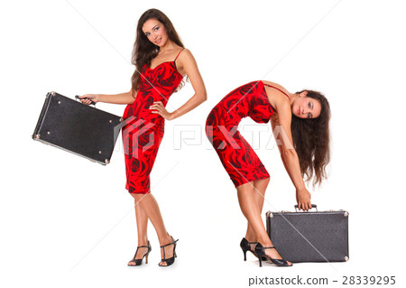 Happy girl with suitcase - travel concept Happy girl with suitcase - travel concept 28339295