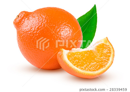 orange tangerine or Mineola with a slice and leaf orange tangerine or Mineola with a slice and leaf 28339459