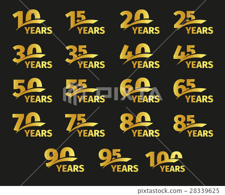 Isolated golden color numbers with word years 28339625