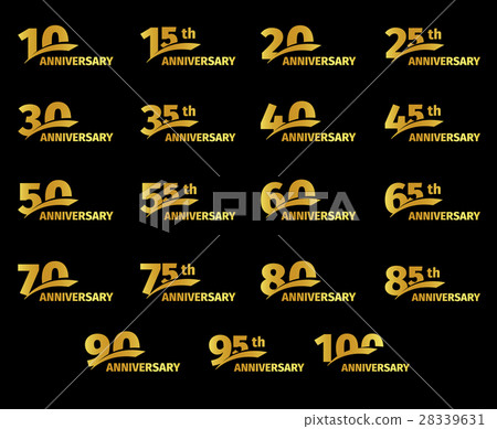 Isolated golden color numbers icons collection on 28339631