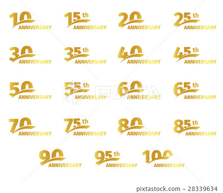 Isolated golden color numbers icons collection on 28339634