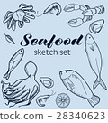 Seafood vector sketch set. Hand drawn design 28340623
