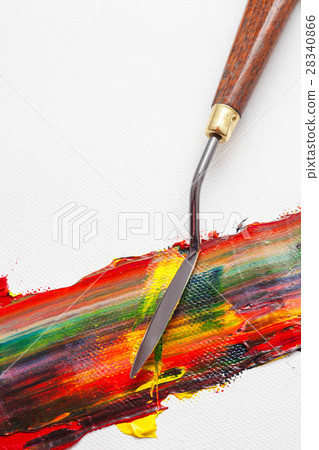 palette knife and mixed oil paints on white canvas palette knife and mixed oil paints on white canvas 28340866