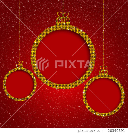 Gold Sequin Frame. Star sky. Christmas Ball. 28340891
