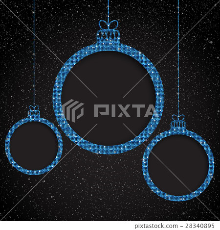 Blue Sequin Frame. Star sky. Christmas Ball. Blue Sequin Frame. Star sky. Christmas Ball. 28340895