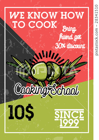Color vintage cooking school banner 28341510