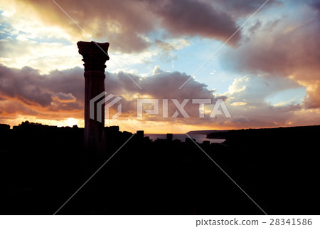 Silhouette of an ancient Kourion. Cyprus Silhouette of an ancient Kourion. Cyprus 28341586