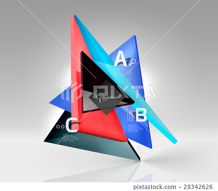 Glossy glass translucent triangles on 3d empty Glossy glass translucent triangles on 3d empty 28342626