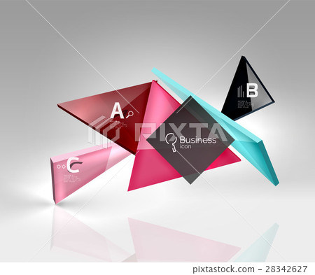 Glossy glass translucent triangles on 3d empty Glossy glass translucent triangles on 3d empty 28342627
