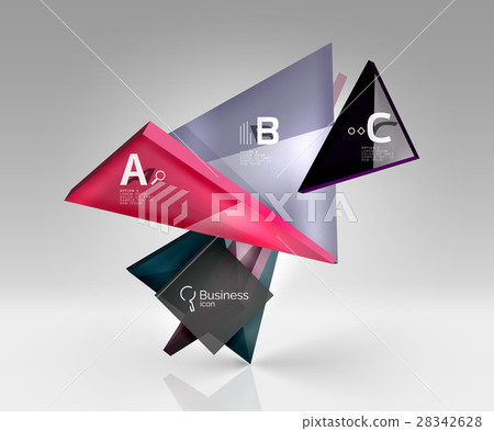 Glossy glass translucent triangles on 3d empty Glossy glass translucent triangles on 3d empty 28342628