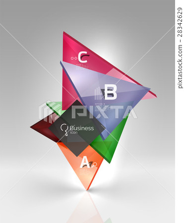 Glossy glass translucent triangles on 3d empty Glossy glass translucent triangles on 3d empty 28342629