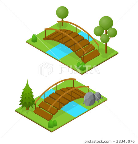 River Bridge Isometric View. Vector River Bridge Isometric View. Vector 28343076