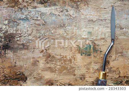 palette knife on artist canvas coating with paints 28343303
