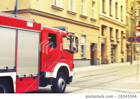 fire suppression or fire brigade motion blur 28343304