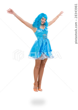 Carnival dancer girl jumping, isolated on white Carnival dancer girl jumping, isolated on white 28343981