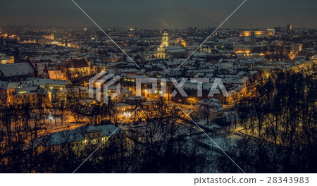 Vilnius old town panorama at night Vilnius old town panorama at night 28343983