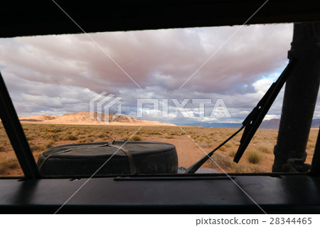 View from an SUV, driving off road in Morocc View from an SUV, driving off road in Morocc 28344465