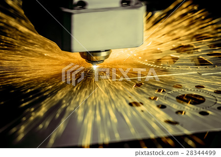 CNC Laser cutting of metal, modern industrial  28344499