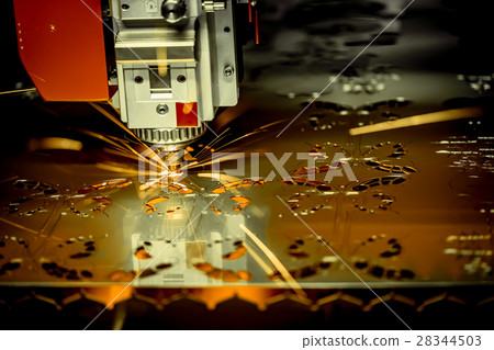 CNC Laser cutting of metal, modern industrial  28344503