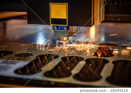 CNC Laser cutting of metal, modern industrial  28344528