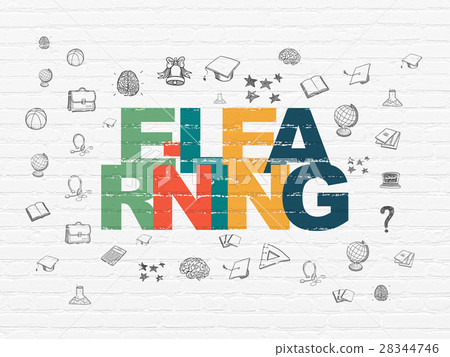 Learning concept: E-learning on wall background 28344746