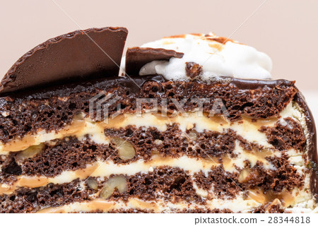 Dark chocolate cake slice Dark chocolate cake slice 28344818