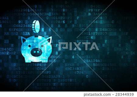 Money concept: Money Box With Coin on digital Money concept: Money Box With Coin on digital 28344939