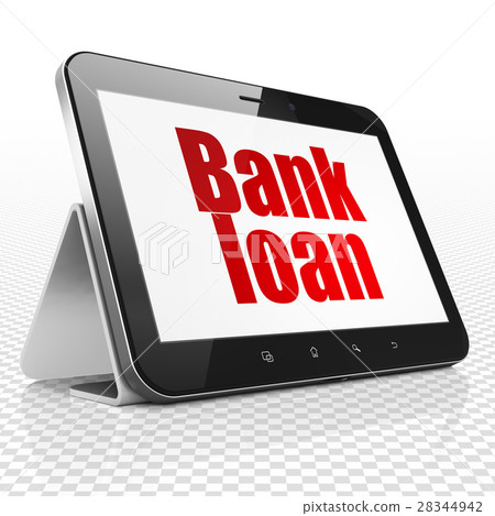 Banking concept: Tablet Computer with Bank Loan on Banking concept: Tablet Computer with Bank Loan on 28344942