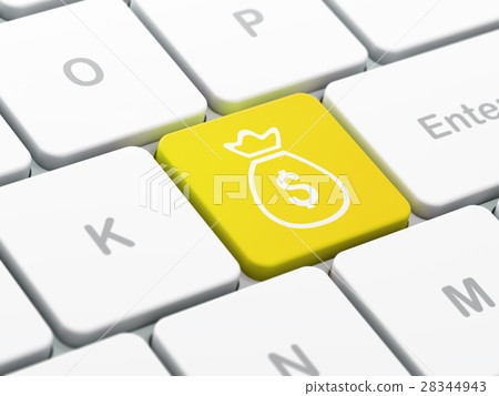 Banking concept: Money Bag on computer keyboard Banking concept: Money Bag on computer keyboard 28344943