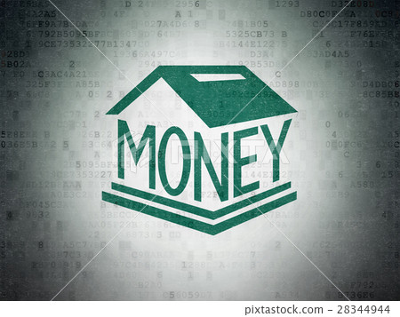 Currency concept: Money Box on Digital Data Paper Currency concept: Money Box on Digital Data Paper 28344944