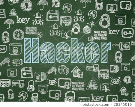 Security concept: Hacker on School board Security concept: Hacker on School board 28345016