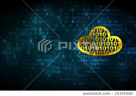 Cloud computing concept: Cloud With Code on - Stock Illustration ...