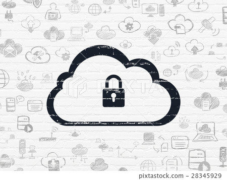 Cloud computing concept: Cloud With Padlock on - Stock Illustration ...
