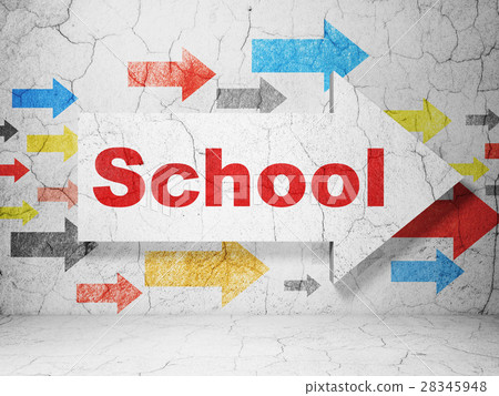 Studying concept: arrow with School on grunge wall 28345948