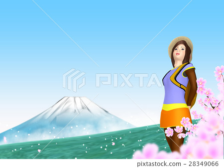 Fuji and cherry blossoms and mountain girls Fuji and cherry blossoms and mountain girls 28349066