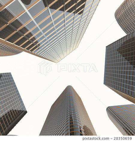 Bottom view of modern skyscrapers in business Bottom view of modern skyscrapers in business 28350659