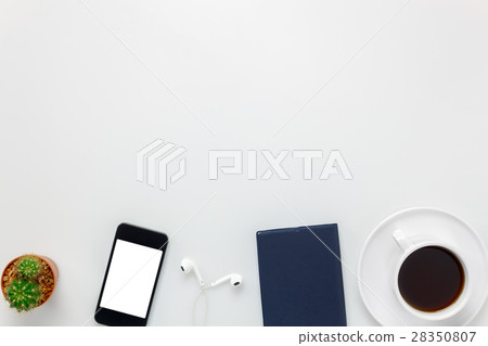 Top view accessories business office desk. Top view accessories business office desk. 28350807