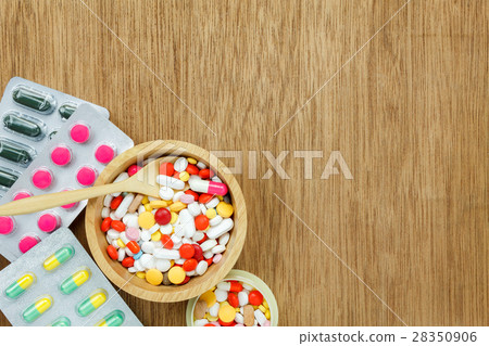 Top view medical concept the colorful medicine. Top view medical concept the colorful medicine. 28350906