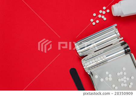 Top view medical concept the pills 28350909