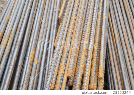 Steel rods or bars used to reinforce concrete 28353244